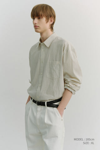 UNISEX 2-WAY OVERSIZED STRIPED SHIRT IVORY STRIPE