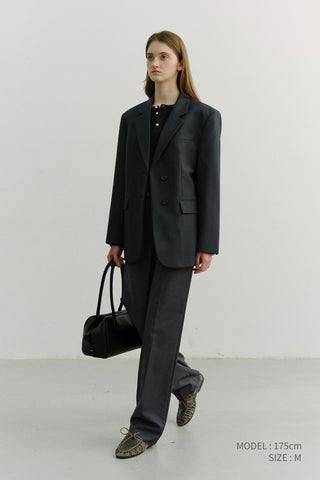 ESSENTIAL 2 BUTTON WOOL BLAZER MIDNIGHT NAVY