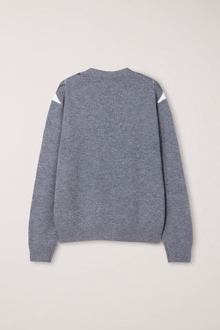 UNISEX V-NECK ARGYLE CARDIGAN GREY