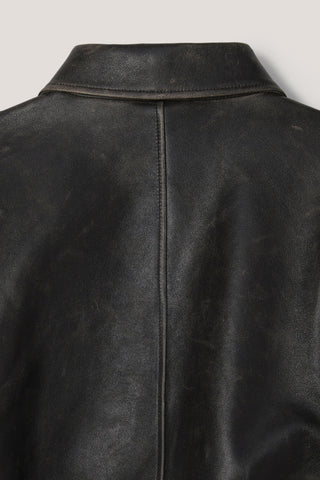 UNISEX DRIZZLER LEATHER JACKET BRUSHED BLACK