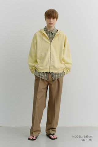 UNISEX GARMENT DYED ZIP-UP HOODIE VANILLA BUTTER