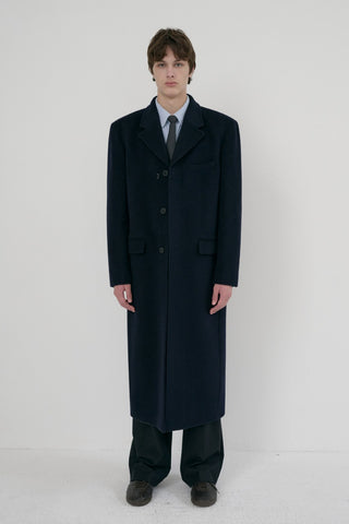 UNISEX 2-WAY 3 BUTTON CASHMERE COAT NAVY