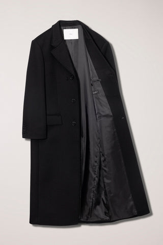 UNISEX 2-WAY 3 BUTTON CASHMERE COAT BLACK