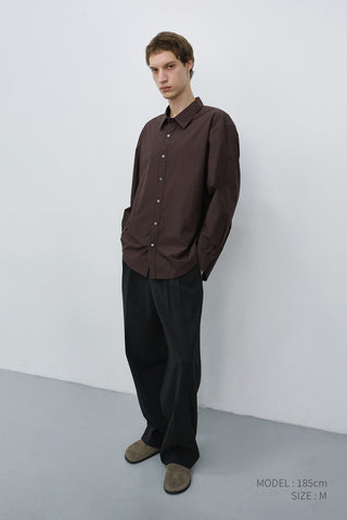 DOUBLE PLEATED WIDE SLACKS CHARCOAL GREY