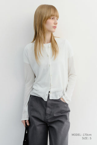 SUMMER ESSENTIAL CREWNECK CARDIGAN WHITE