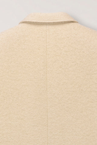 UNISEX 2-WAY 3 BUTTON BOUCLE WOOL COAT BUTTER CREAM