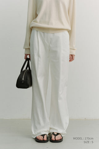 PLEATED CHINO SLACKS IVORY