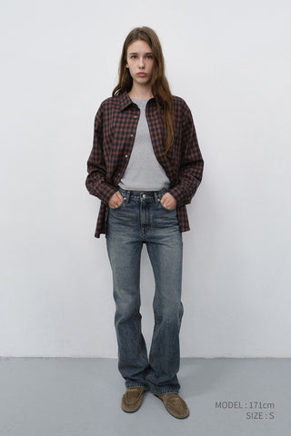 UNISEX CHECKED FLANNEL SHIRT BRICK