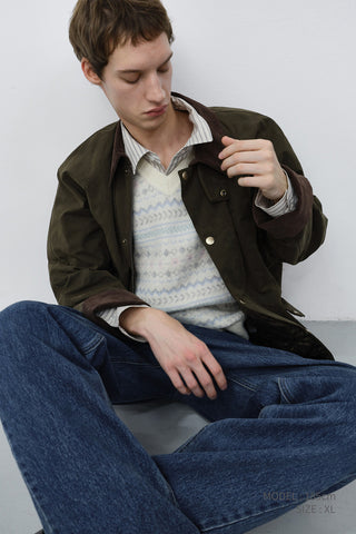 UNISEX WAXED COTTON HUNTING JACKET KHAKI