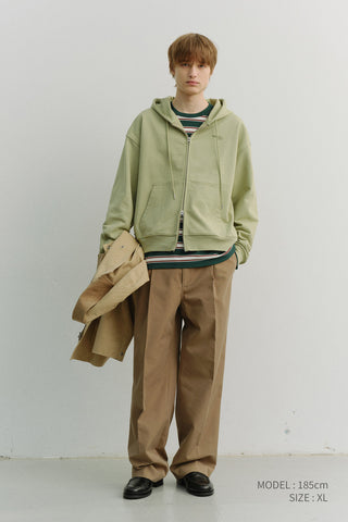 UNISEX CROPPED ZIP-UP HOODIE OLIVE