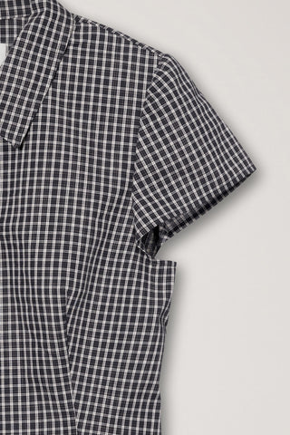 VINTAGE CAP SLEEVE SLIM SHIRT BLACK CHECK