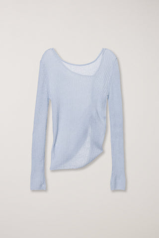 2-WAY SHIRRING KNIT TOP SOFT BLUE