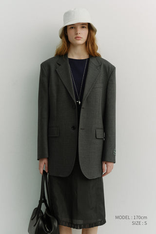 UNISEX OVERSIZED WOOL BLAZER MELANGE GREY
