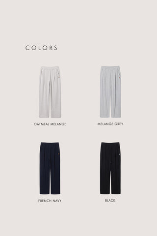UNISEX LEATHER LOGO WIDE SWEAT PANTS FRENCH NAVY