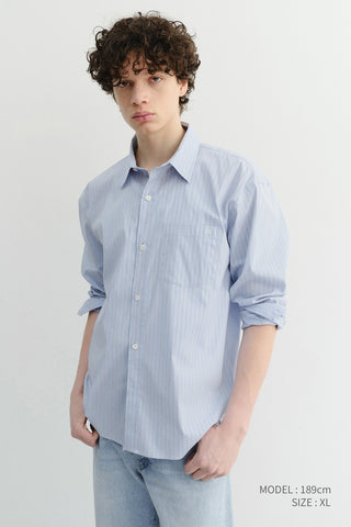 UNISEX CROPPED STRIPED SHIRT BLUE STRIPE