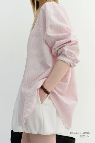 UNISEX CLASSIC STRIPED BD OVERSHIRT SOFT PINK