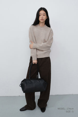 UNISEX CHUNKY ROLL NECK SWEATER LIGHT PEBBLE