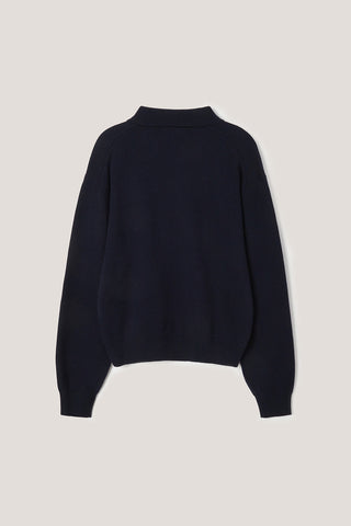 UNISEX CASHMERE COLLARED SWEATER NAVY