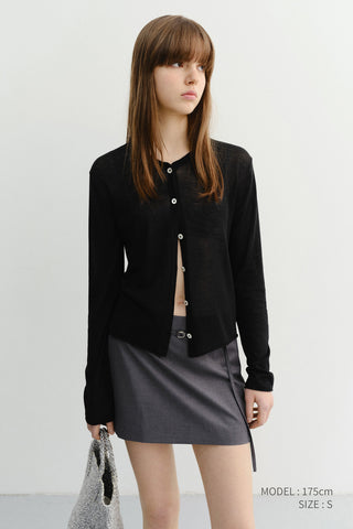 BELTED MINI SKIRT CHARCOAL GREY