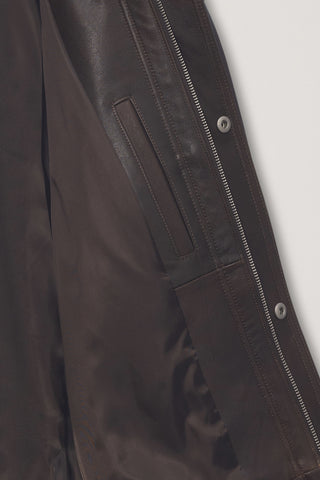 UNISEX OVERSIZED VINTAGE LEATHER BLOUSON BRUSHED BROWN