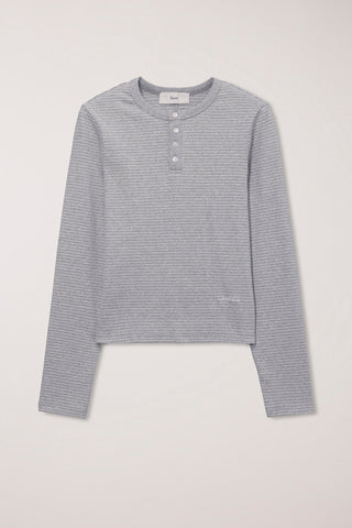UNISEX HENLEY-NECK T-SHIRT GREY STRIPE
