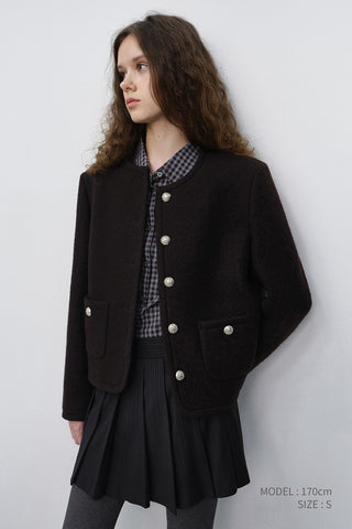 ESSENTIAL SLIM CHECKED SHIRT BROWN
