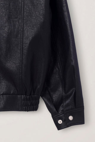 UNISEX ALTER-LEATHER ZIP-UP BLOUSON BLACK