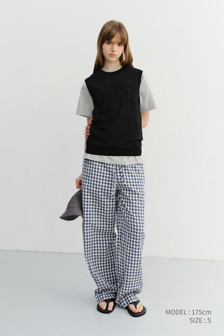 UNISEX CHECKED PAJAMA SLACKS NAVY CHECK