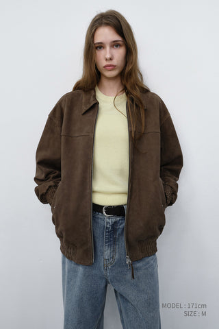 UNISEX REFINED SUEDE BLOUSON TAUPE SUEDE
