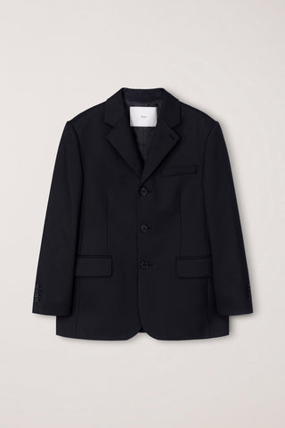 UNISEX CLASSIC 3 BUTTON WOOL BLAZER BLACK