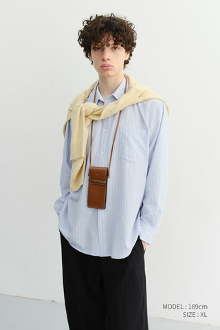 UNISEX CLASSIC STRIPED BD OVERSHIRT BLUE