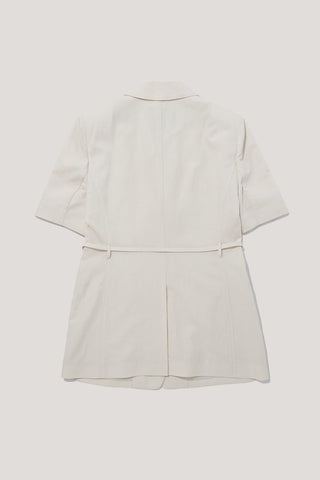 HALF SLEEVE BELTED LINEN JACKET CREAM