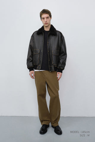 STRAIGHT CHINO SLACKS BEIGE