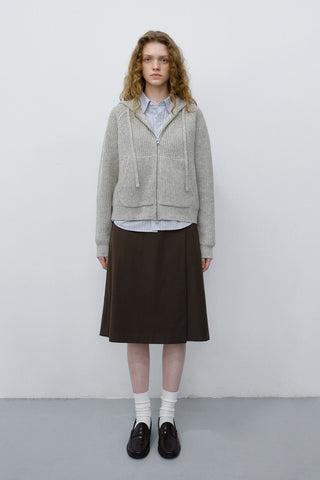 PLEATS MIDI WRAP SKIRT BROWN
