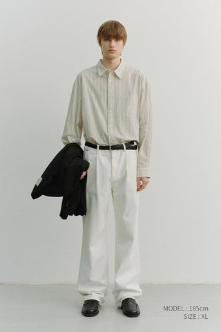 UNISEX 2-WAY OVERSIZED STRIPED SHIRT IVORY STRIPE