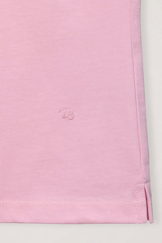 CROPPED SLIM COLLARED T-SHIRT PINK