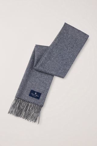 FRINGED CASHMERE MUFFLER MELANGE GREY