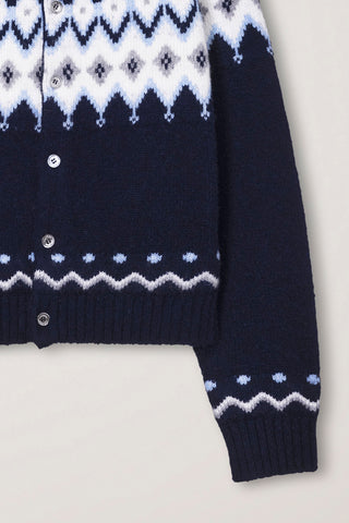 UNISEX CHUNKY PATTERN CARDIGAN NAVY