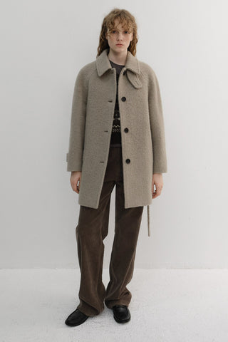 BELTED HALF COAT GREYISH BEIGE