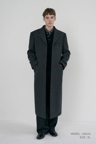 UNISEX 2-WAY 3 BUTTON COAT GREY STRIPE