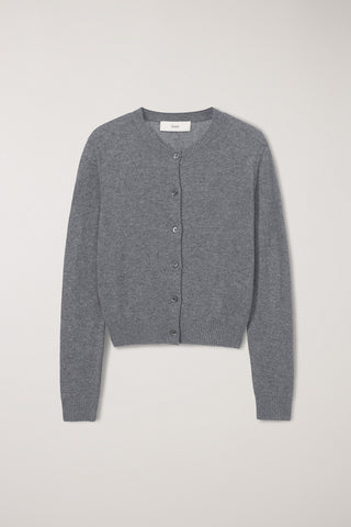 ESSENTIAL CREWNECK KNIT CARDIGAN MELANGE GREY