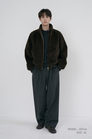 UNISEX BOA FLEECE BLOUSON DARK BROWN