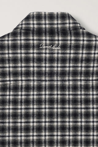 UNISEX QUILTED FLANNEL SHIRT BLACK CHECK