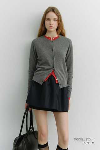 ESSENTIAL CREWNECK KNIT CARDIGAN MELANGE GREY