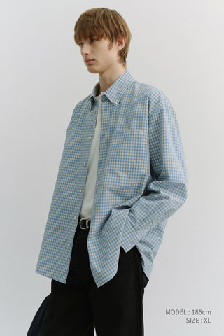 UNISEX OVERSIZED BD CHECKED SHIRT SOFT BLUE CHECK
