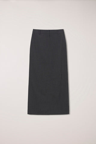 H-LINE LONG STRIPED SKIRT CHARCOAL GREY STRIPE