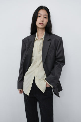 ESSENTIAL 2 BUTTON WOOL BLAZER MELANGE GREY