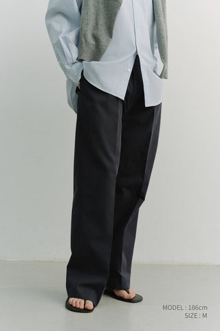 PLEATED CHINO SLACKS NAVY