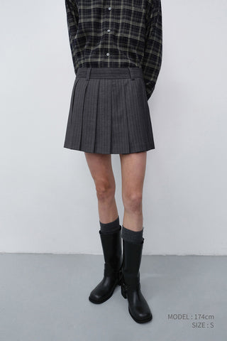 PLEATS MINI STRIPED SKIRT GREY STRIPE