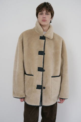 UNISEX REVERSIBLE SOFT SHEARLING HALF JACKET BLACK